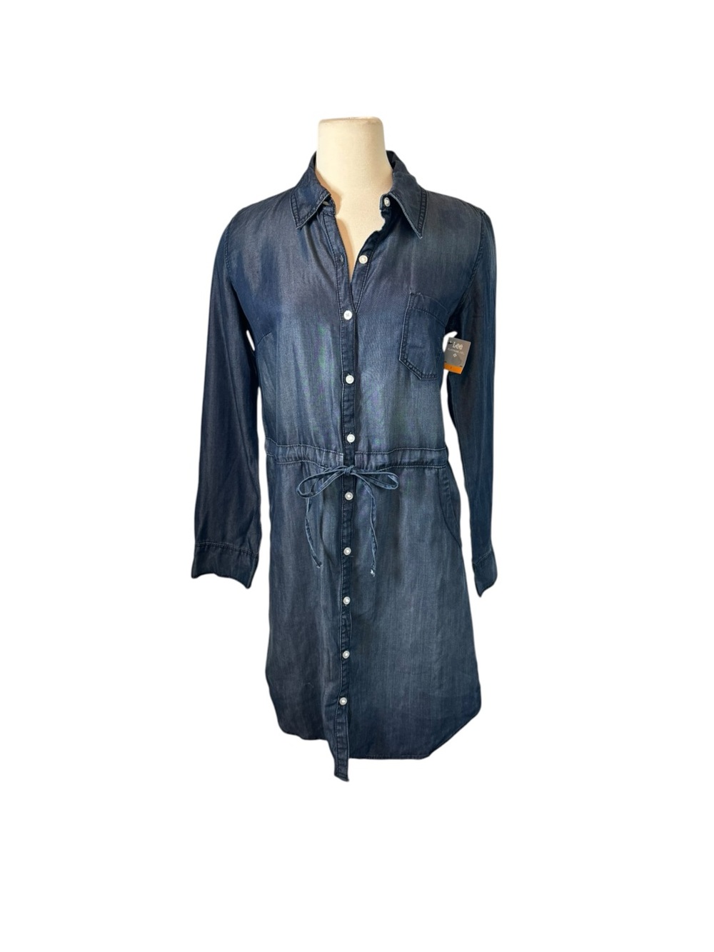 Lee Long Sleeve Denim Shirt Dress - Dark Blue